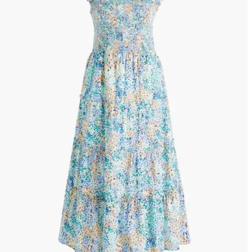 J. Crew Factory floral smocked tiered midi dress